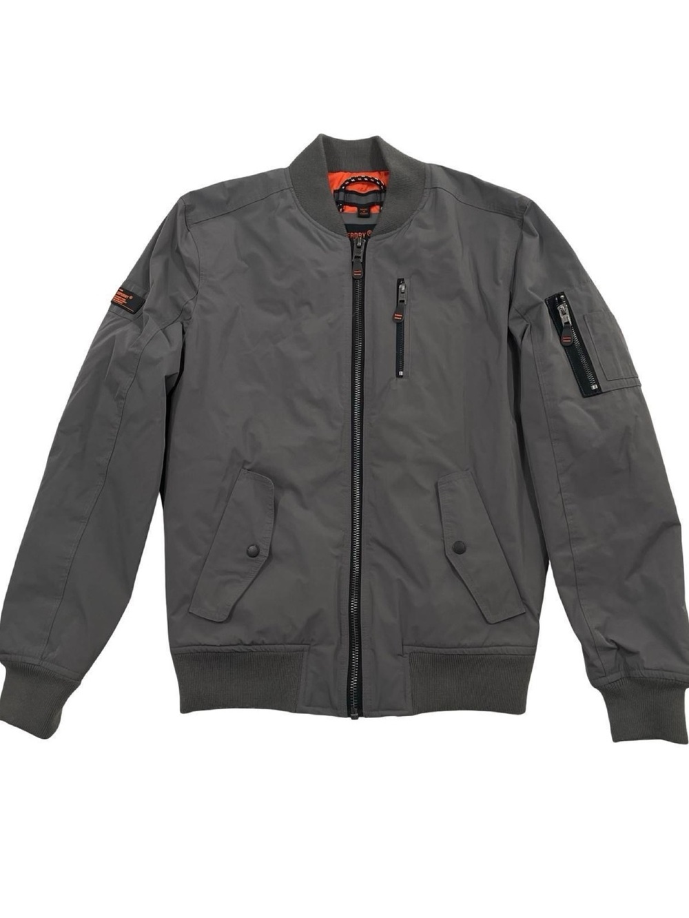 Superdry SDR Wax Flight Size M Gray Bomber Jacket (Retail Price $225)
